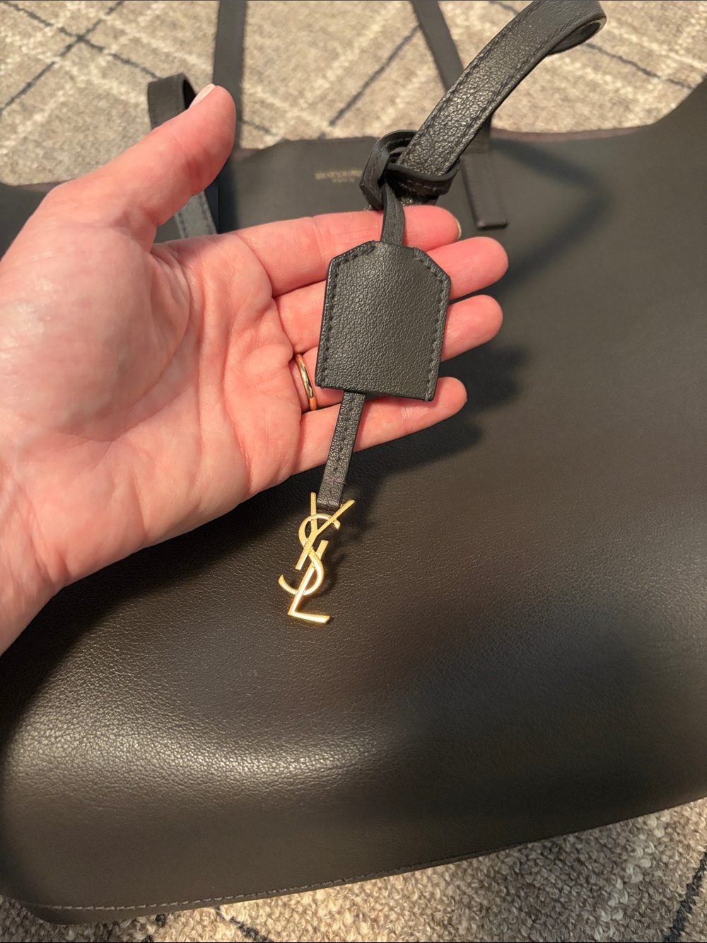 Saint Laurent gray Pebbled Leather Tote - Picture 4 of 6